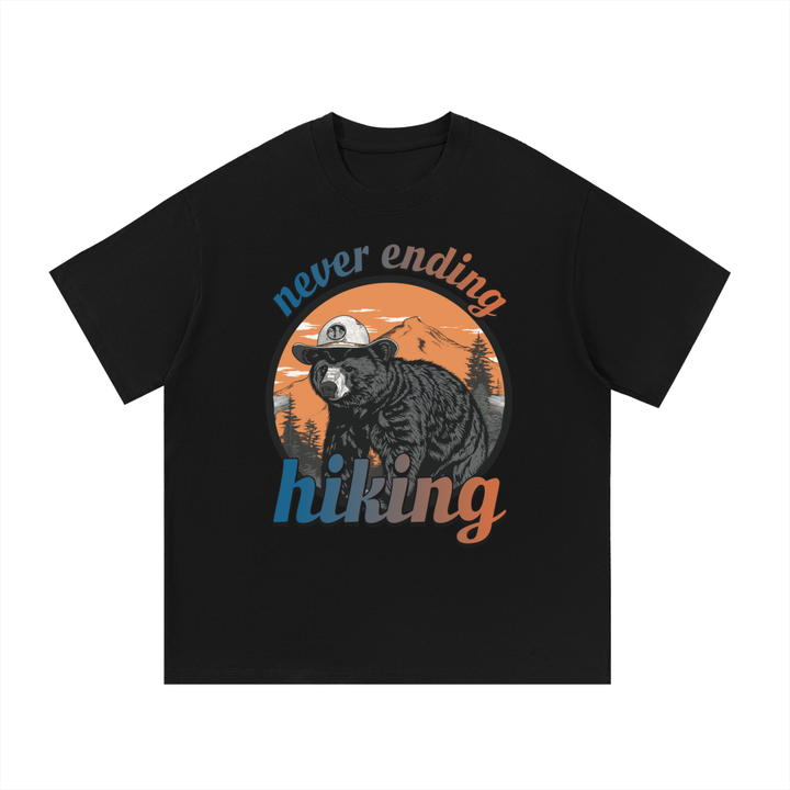 hiking lover Never Ending Hiking Retro Bear Cotton Tee