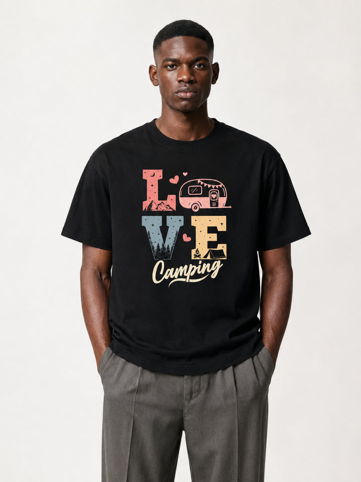 hiking lover Love Camping Pastel Caravan Retro Tee