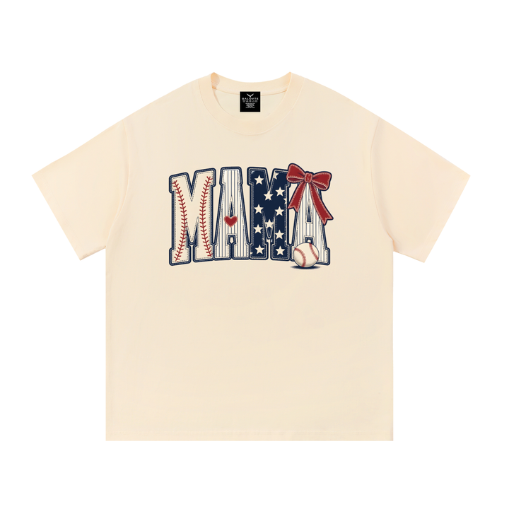 mom lover Mama Baseball Stars And Stripes Bow Tee
