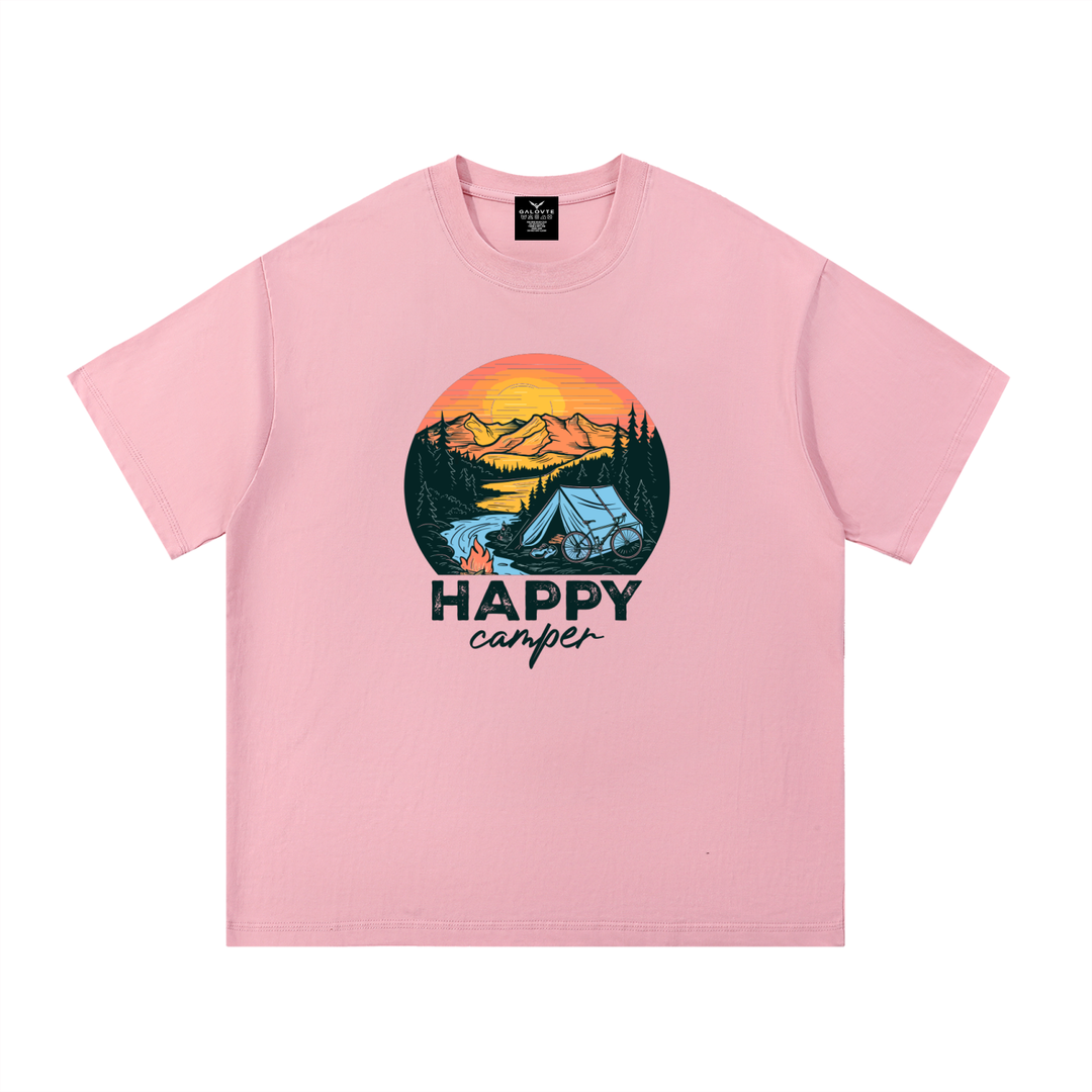 HIKING LOVER Happy Camper Sunset Tent Illustrated Tee