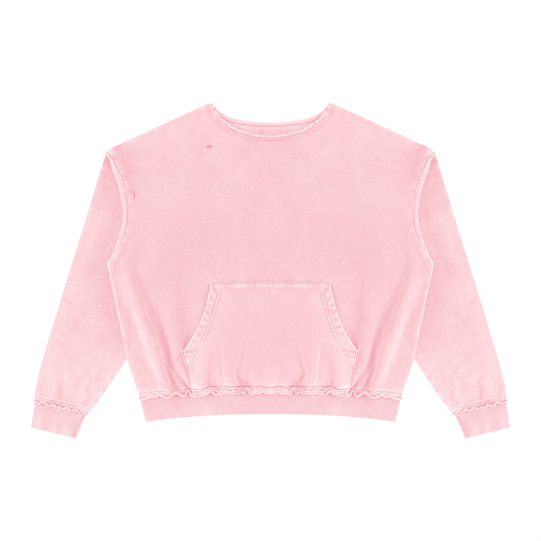 WOMEN HODDIES Raw Edge Crewneck Sweatshirt