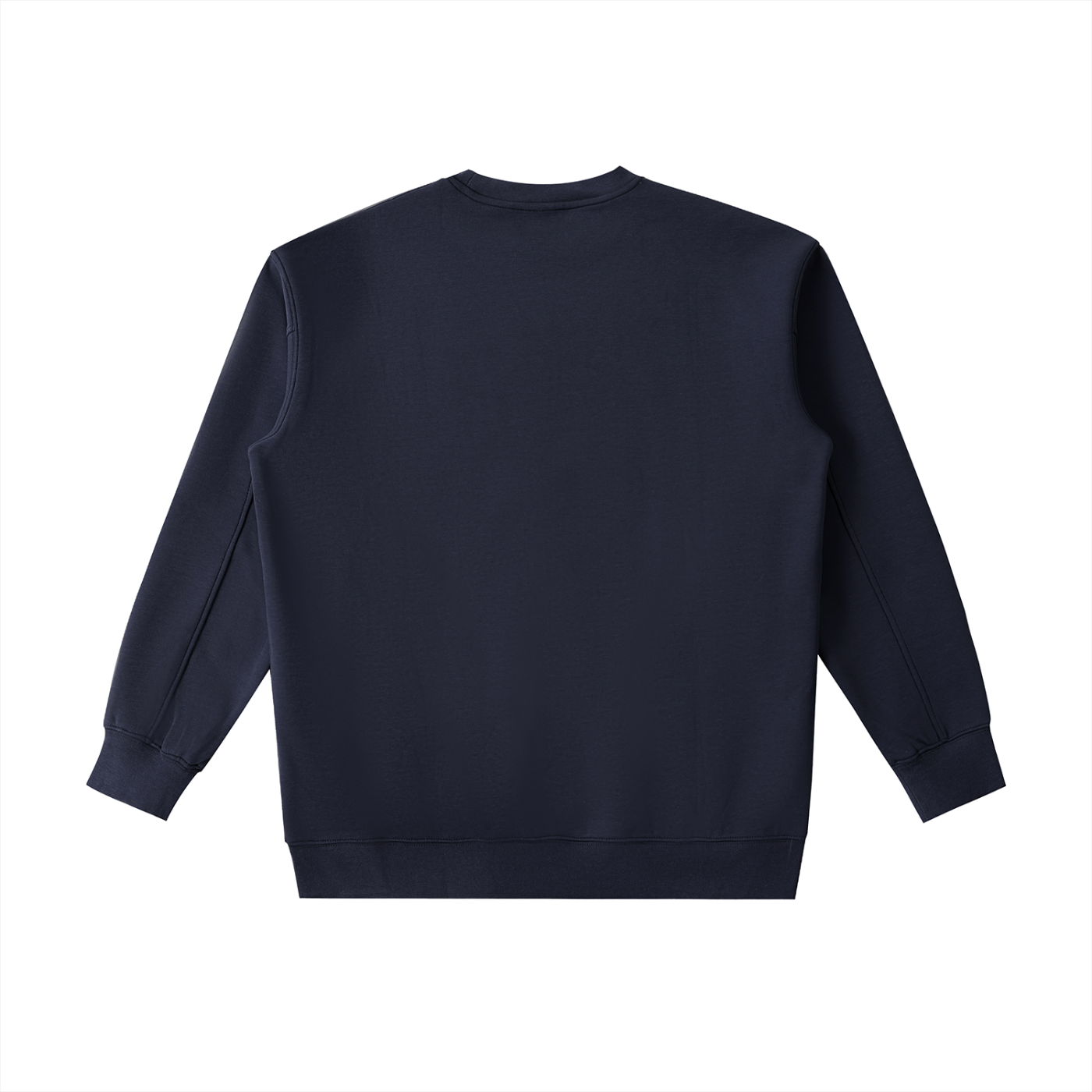 Peeking Cat Retro Sunset Crewneck Sweatshirt in Navy Blue, back view.