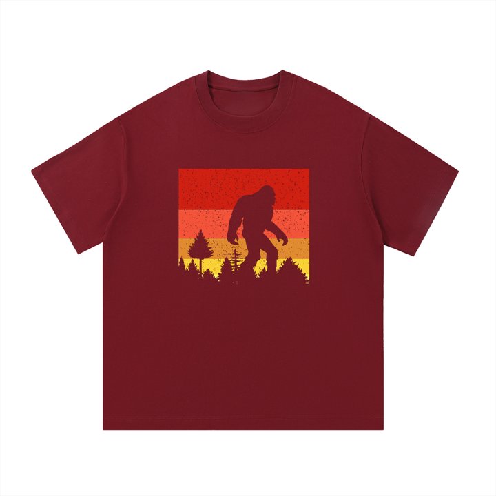 hiking lover Bigfoot Retro Sunset Silhouette Cotton Tee