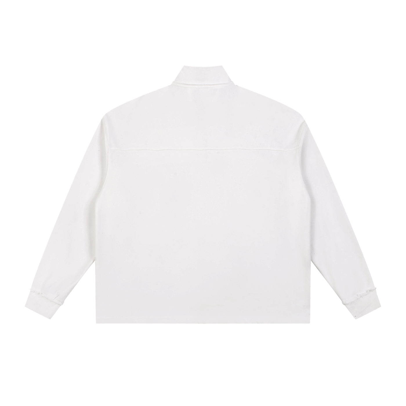 Wing Logo Half-Zip Rolled Edge Fleece — White in Beige, back view.