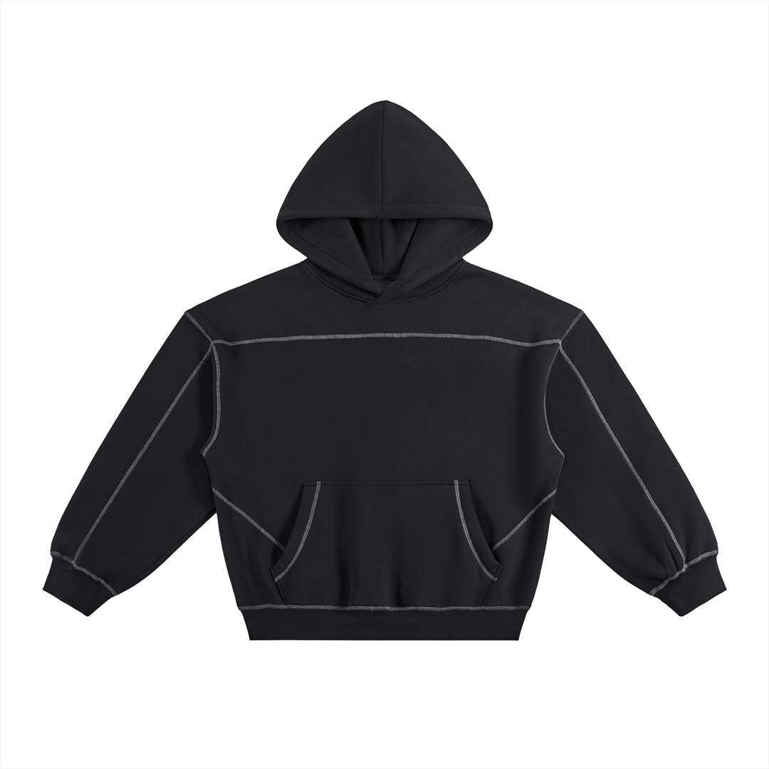 WOMEN HODDIES Contrast-Stitched Boxy Fleece Hoodie
