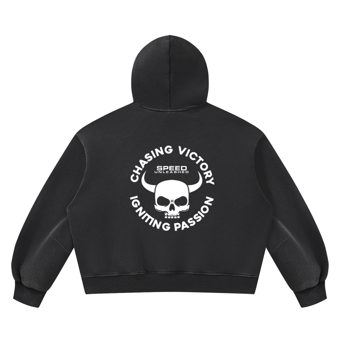 men graphic Vintage Wash Boxy Fleece Hoodie