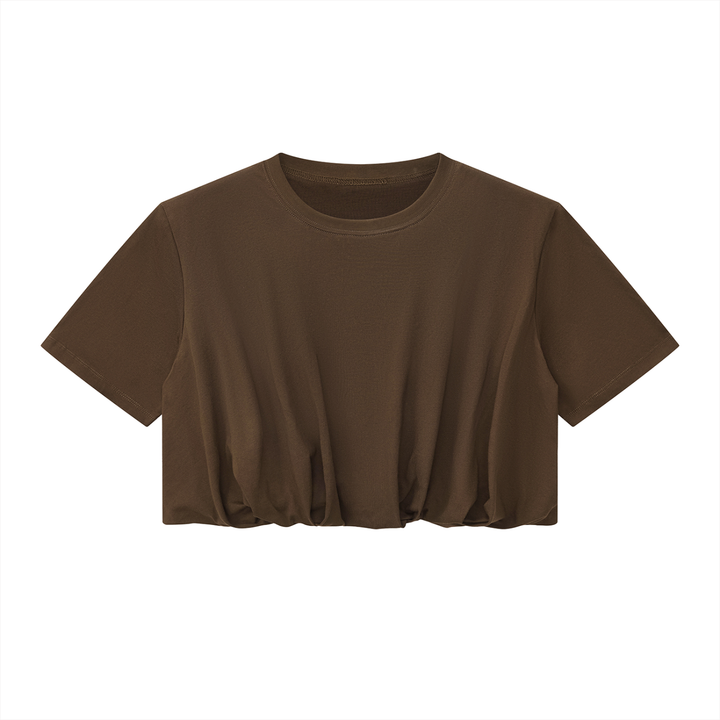 Women’s t shirts Crop Bubble Hem T-Shirt