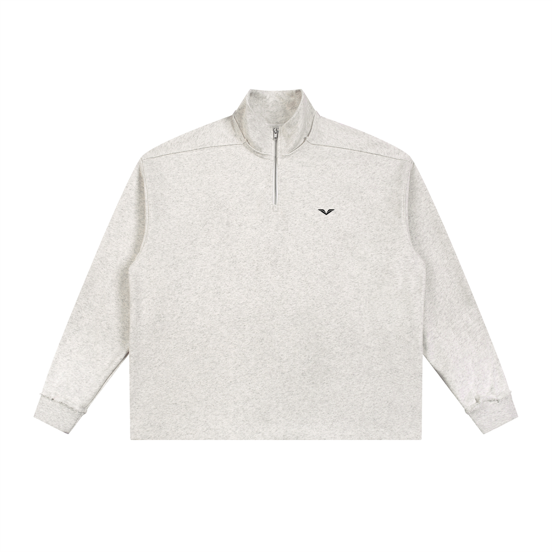 MEN HODDIES Wing Logo Half-Zip Rolled Edge Fleece — White