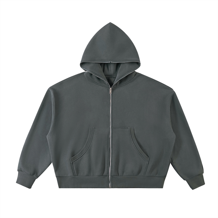 MEN  HODDIES Fleeced Full-Zip Boxy Hoodie