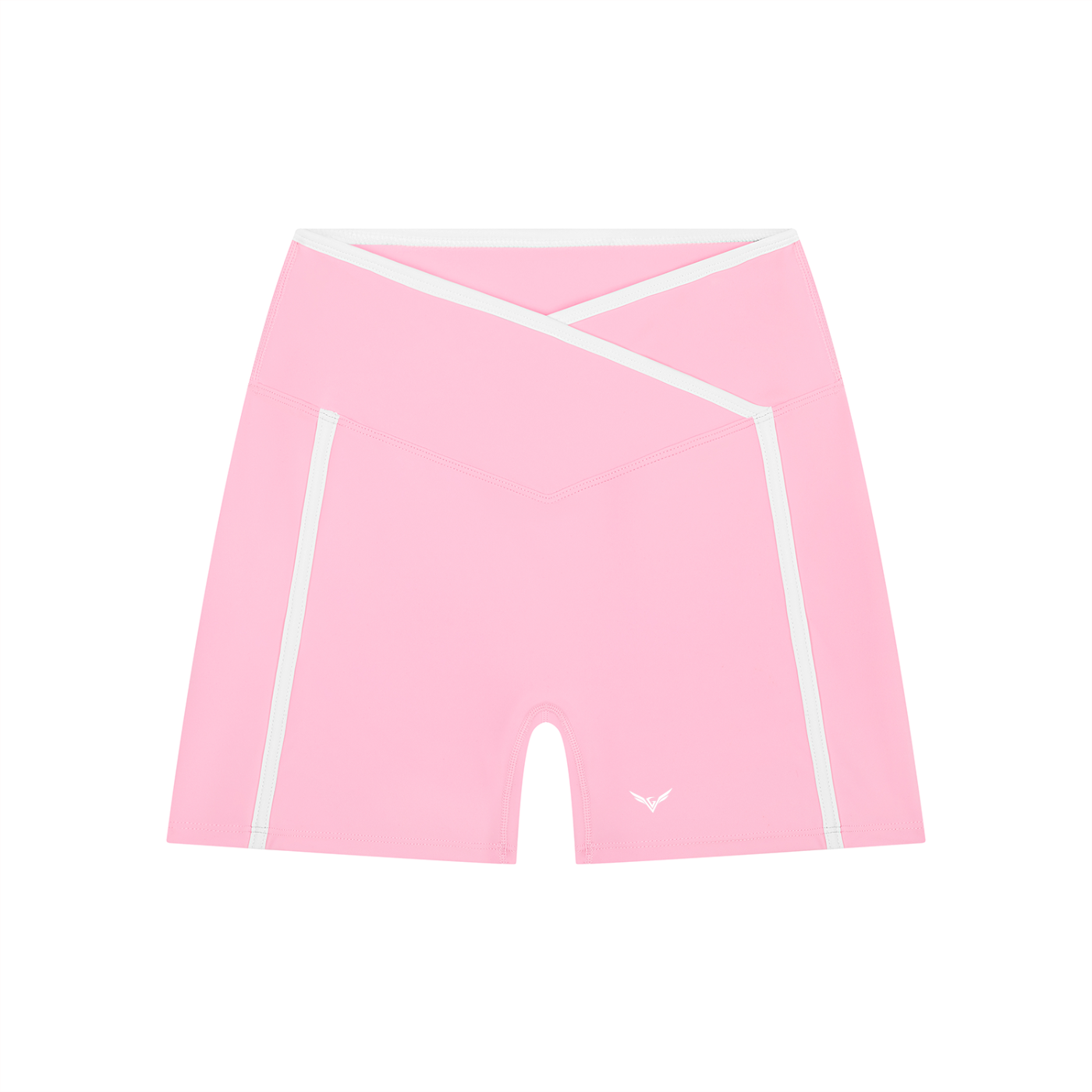 GALOVTE Colour-Block High-Rise Yoga Shorts in Light Pink, flat lay.