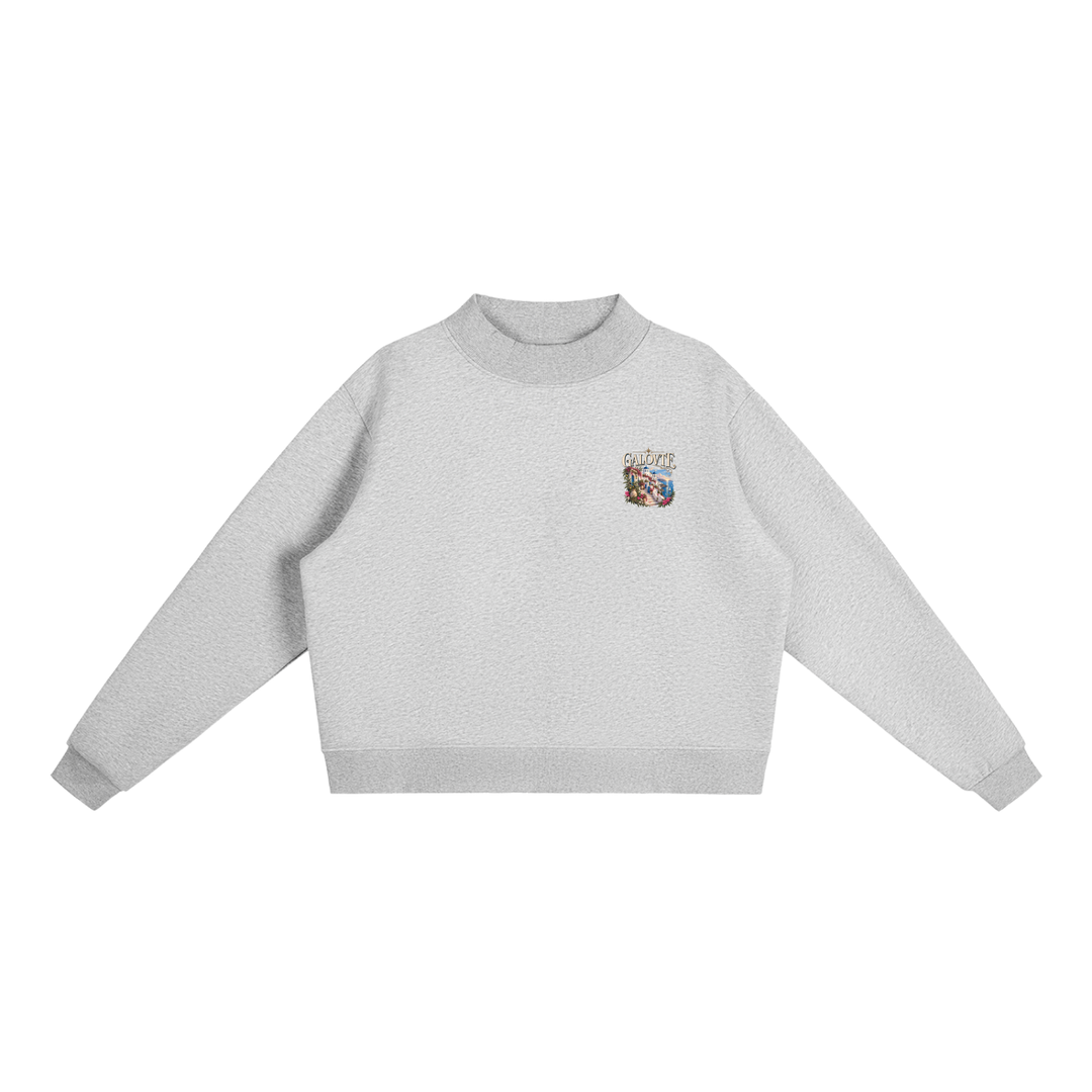 women graphic Essential Fleece Mock-Neck Crew Sweatshirt