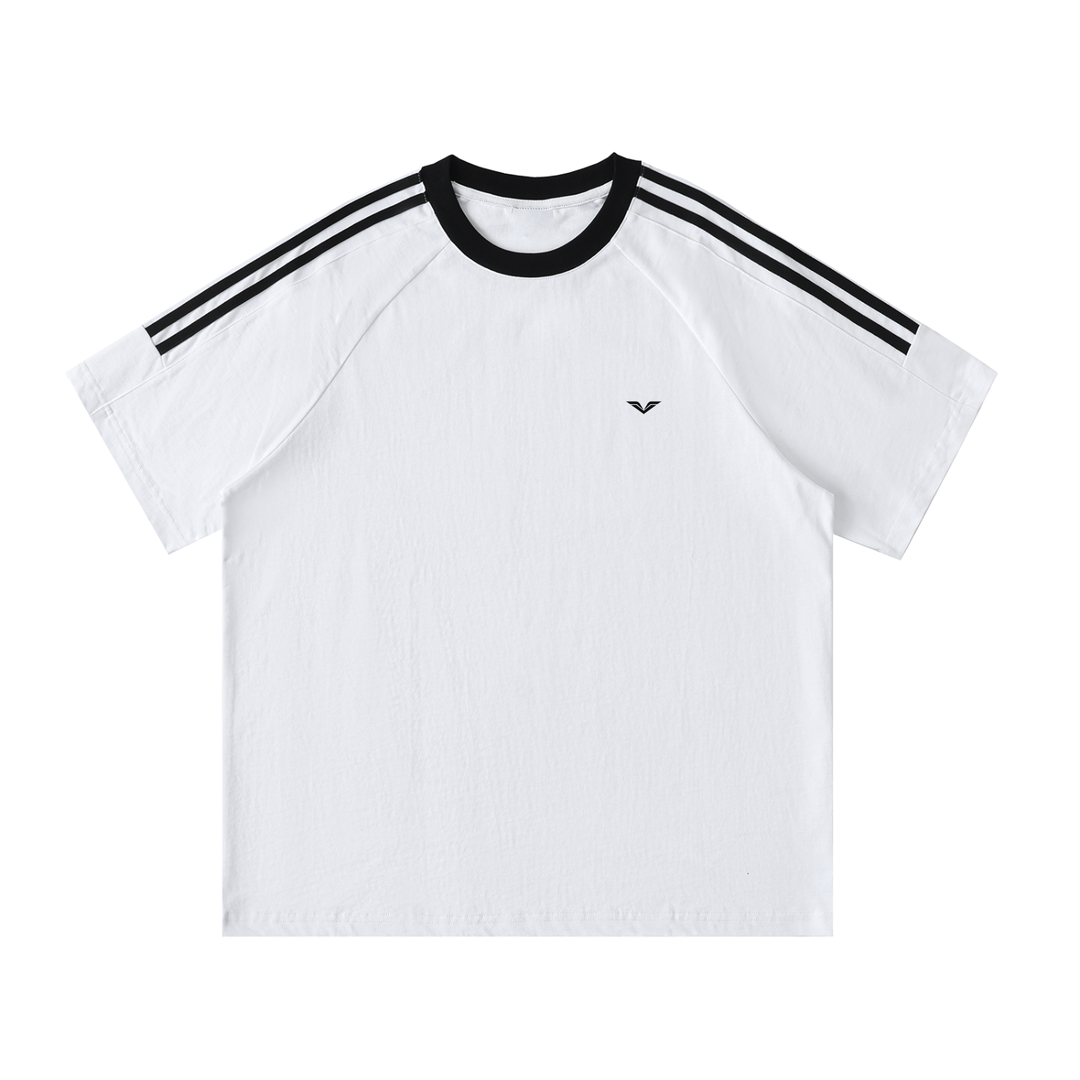 MEN T SHIRT Wing Logo Contrast Tape Cotton Tee — Cream
