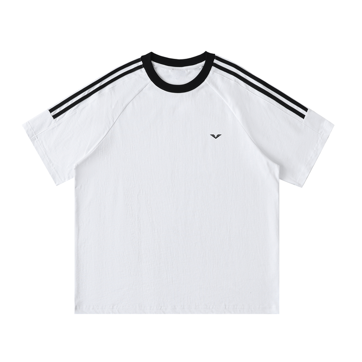 MEN T SHIRT Wing Logo Contrast Tape Cotton Tee — Cream