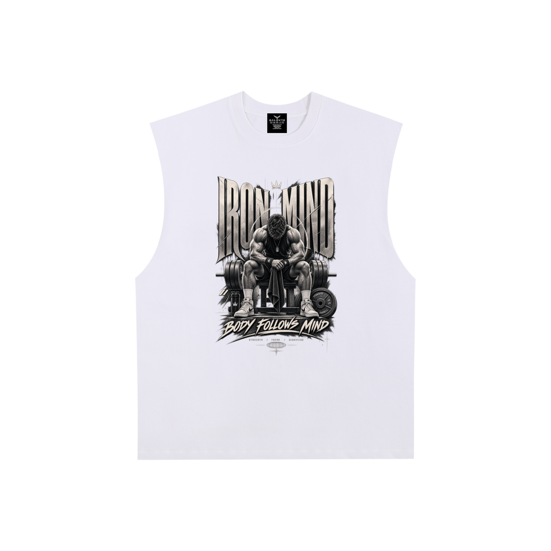 men graphic Raw Edge Cotton Tank Top