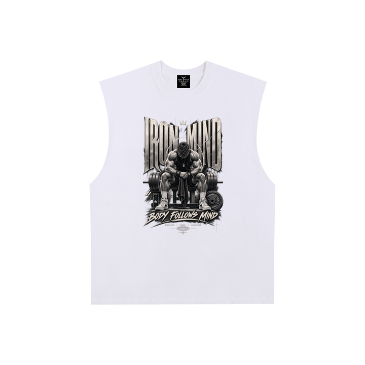 men graphic Raw Edge Cotton Tank Top