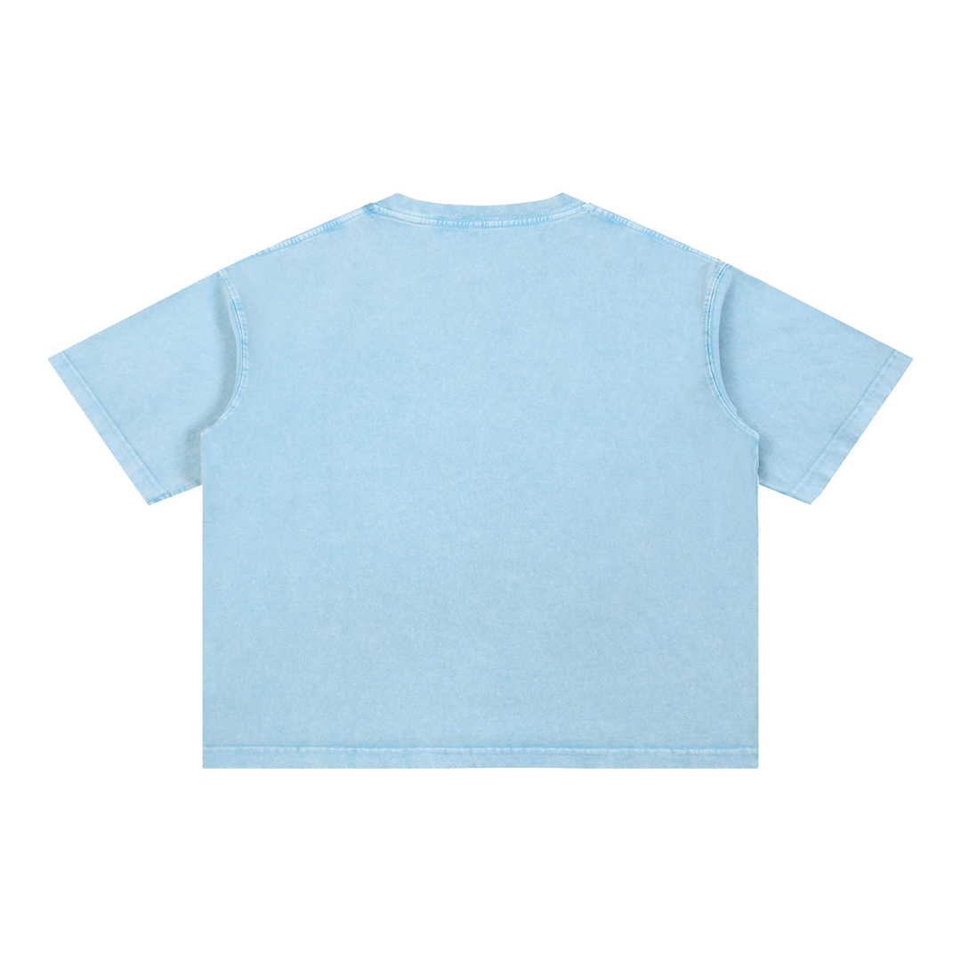 women graphic Mineral Wash Boxy Cotton T-Shirt