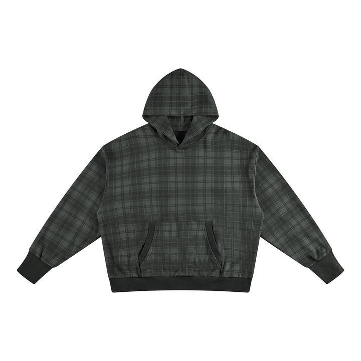 Unisex Plaid Color Block Hoodie