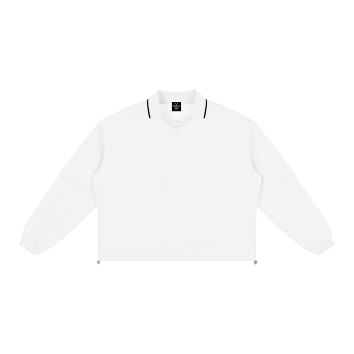 men hoddies  Boxy Collared Detachable Sweatshirt