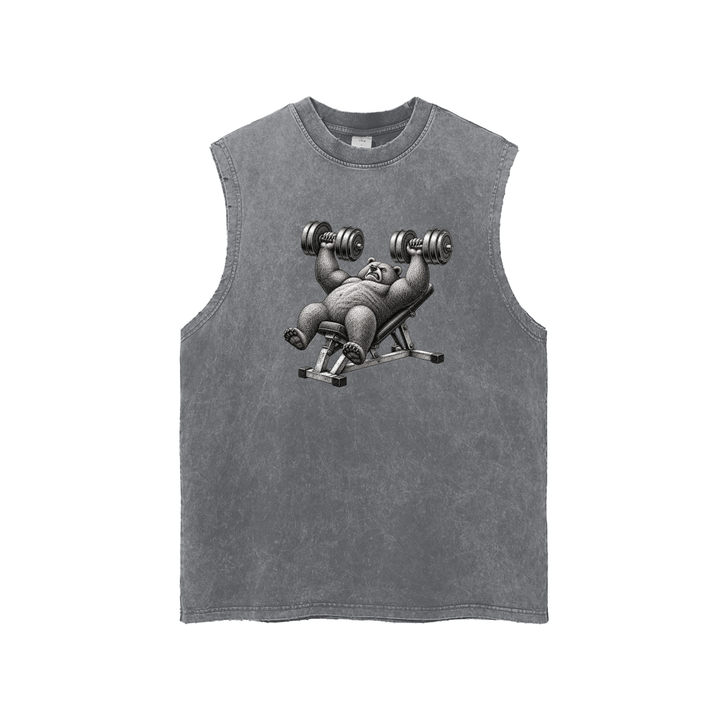 MEN GYM Snow Washed Frayed Hem Tank Top