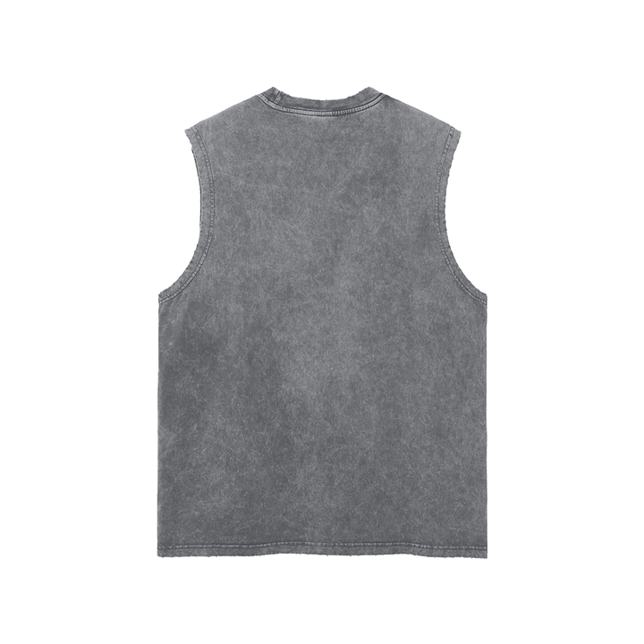 men gym wear Washed Frayed Hem Tank Top