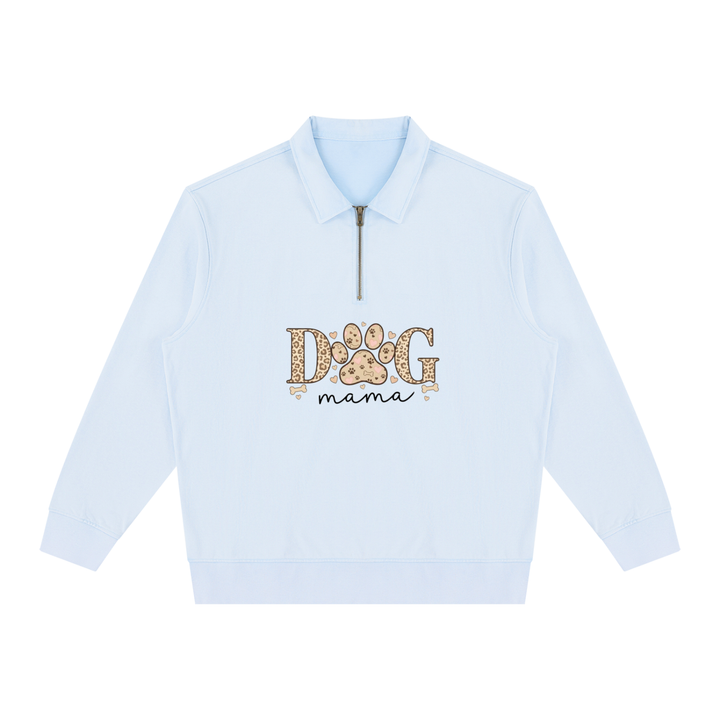 Dog Mama Leopard Paw Quarter-Zip Sweatshirt