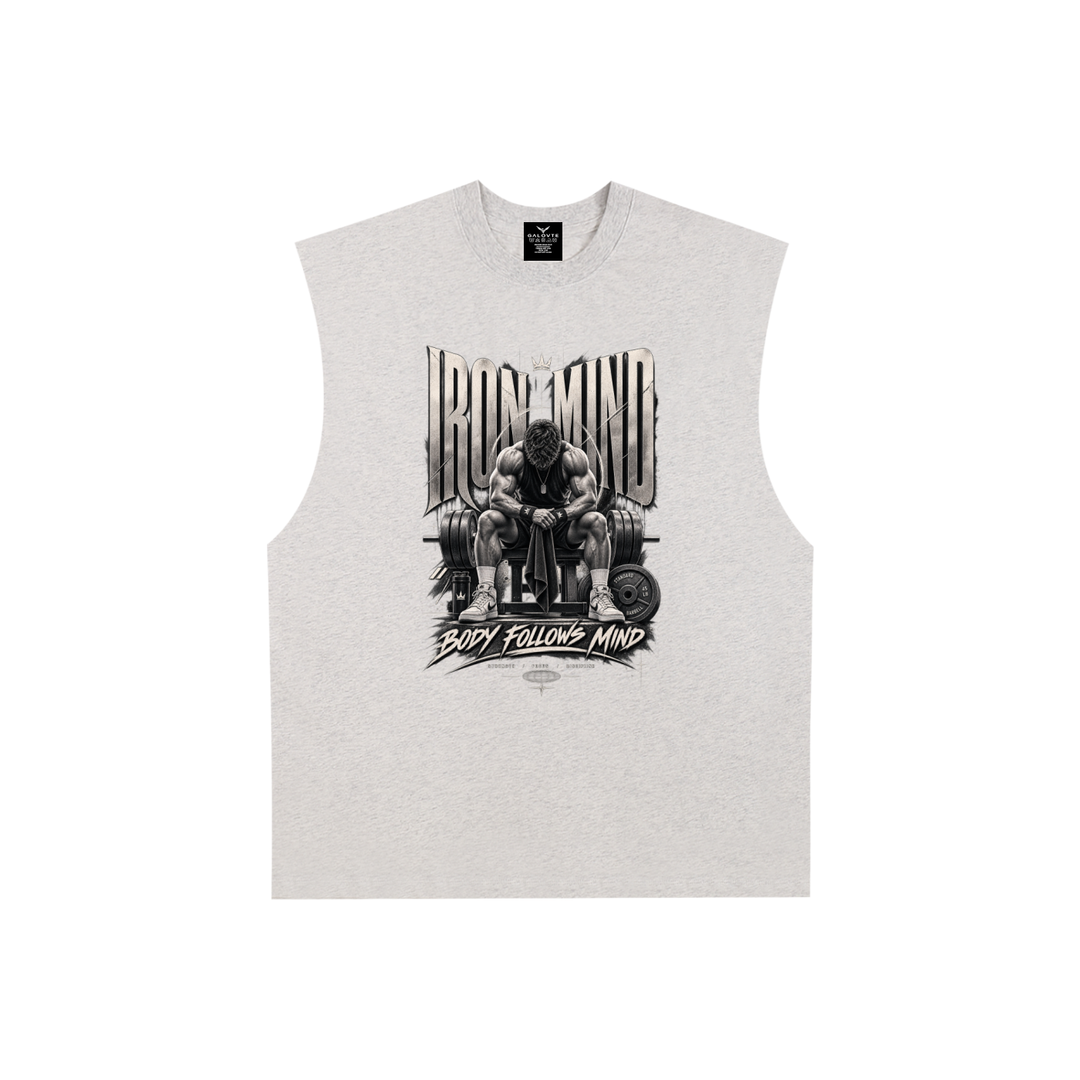 men graphic Raw Edge Cotton Tank Top