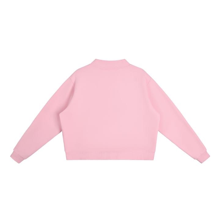 WOMEN GYM WEAR Essential Fleece Mock-Neck Crew Sweatshirt
