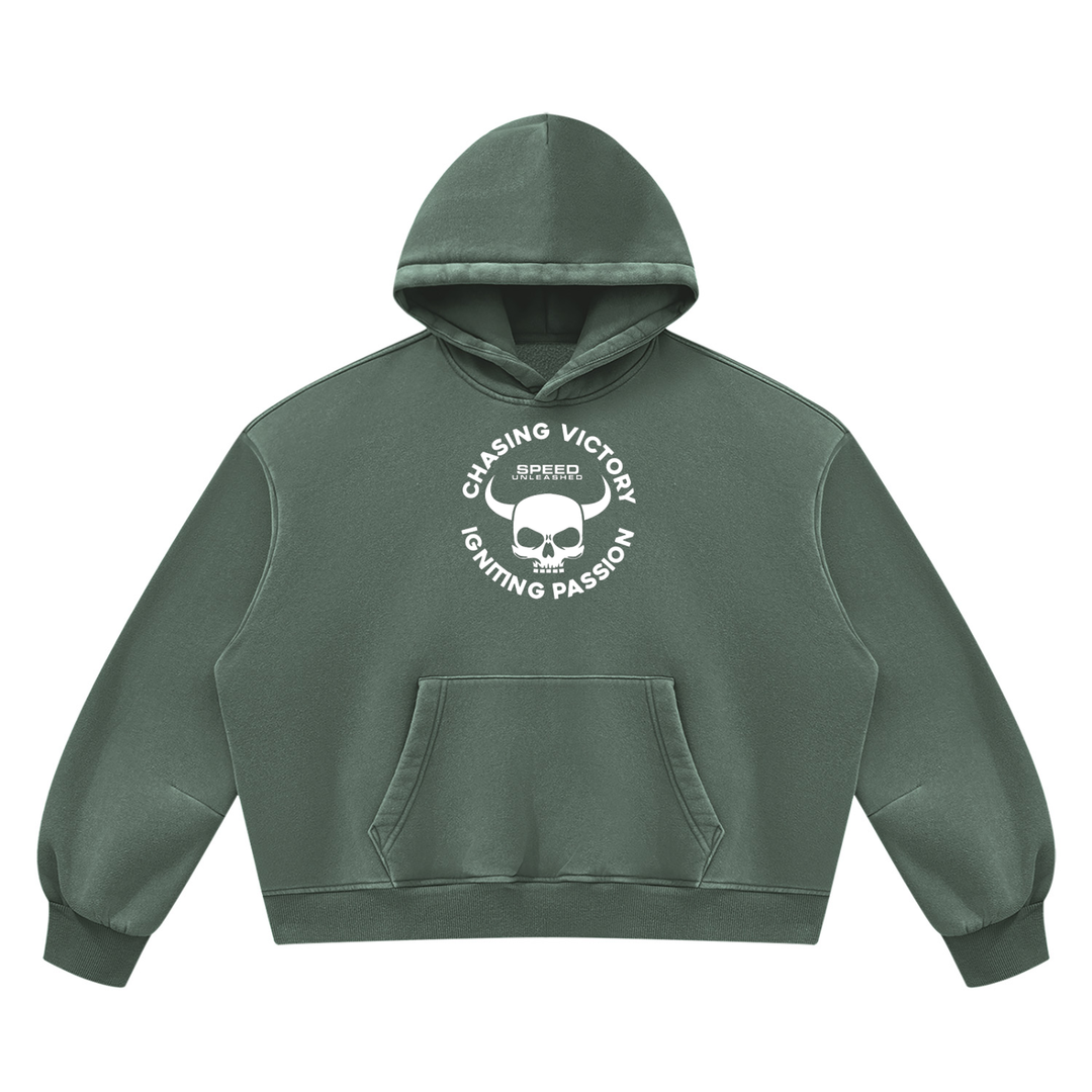 men graphic Vintage Wash Boxy Fleece Hoodie