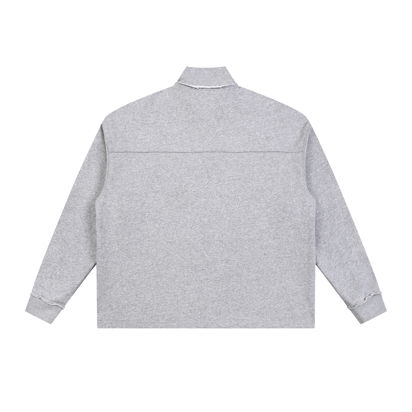 Wing Logo Half-Zip Rolled Edge Fleece — White in Flower Gray, back view.