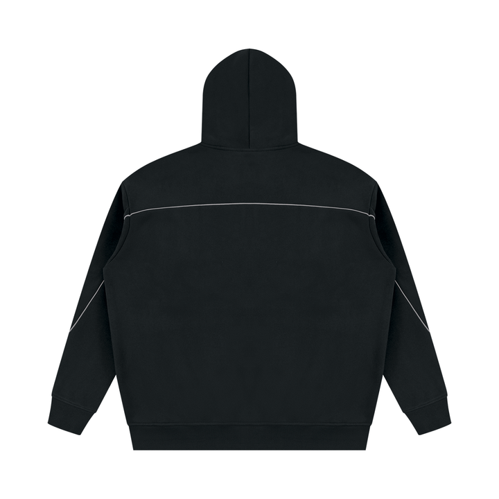 men hoddies  Oversized Piping Fleece Hoodie