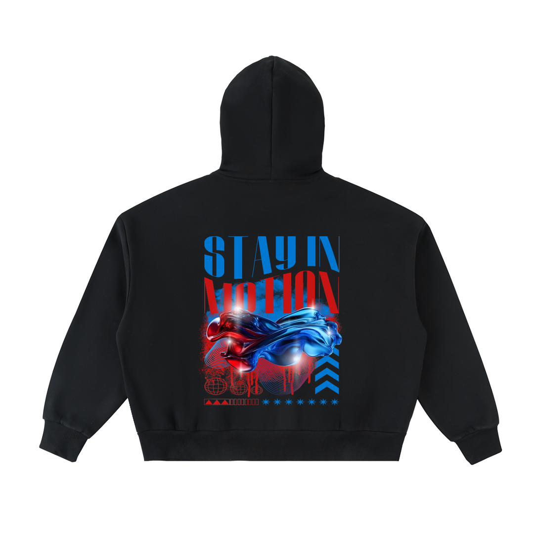 men graphic Fleeced Full-Zip Boxy Hoodie