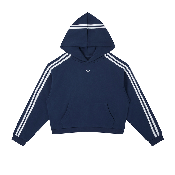 WOMEN HODDIES Contrast Side Stripe Cropped Hoodie