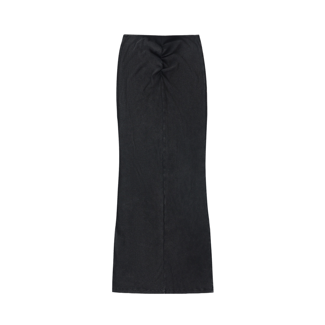 WOMEN SKIRT Dyed Washed Drawstring Maxi Skirt