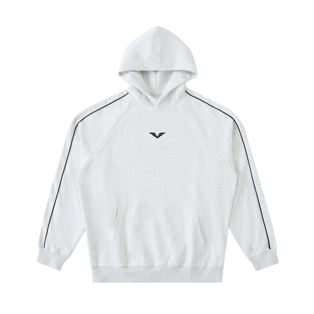Wing Logo Contrast Piping Raglan Hoodie — Grey