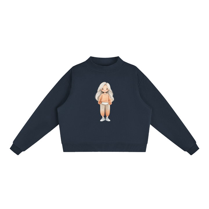 WOMEN GRAPHIC Essential Fleece Mock-Neck Crew Sweatshirt