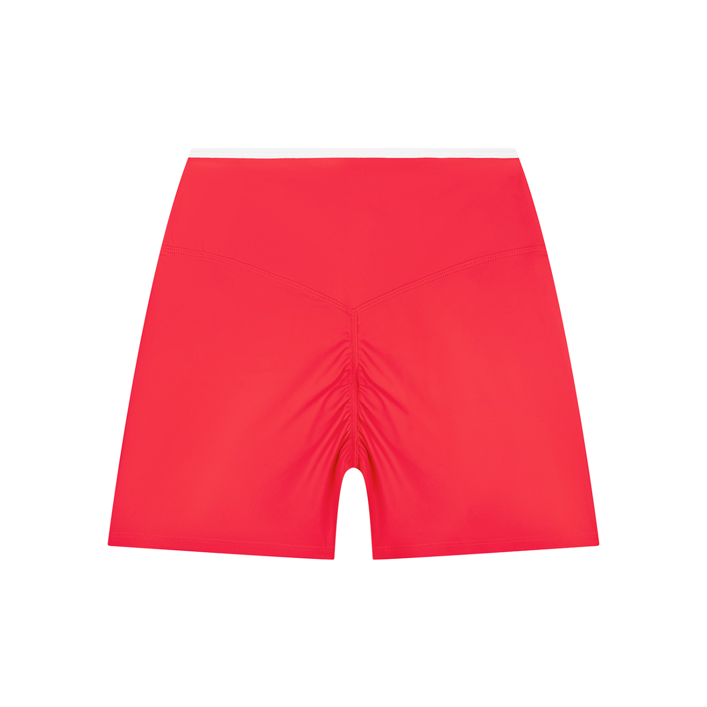 GALOVTE Colour-Block High-Rise Yoga Shorts in Red, back view.