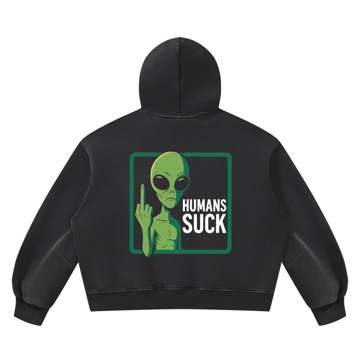 men graphic  Vintage Wash Boxy Fleece Hoodie
