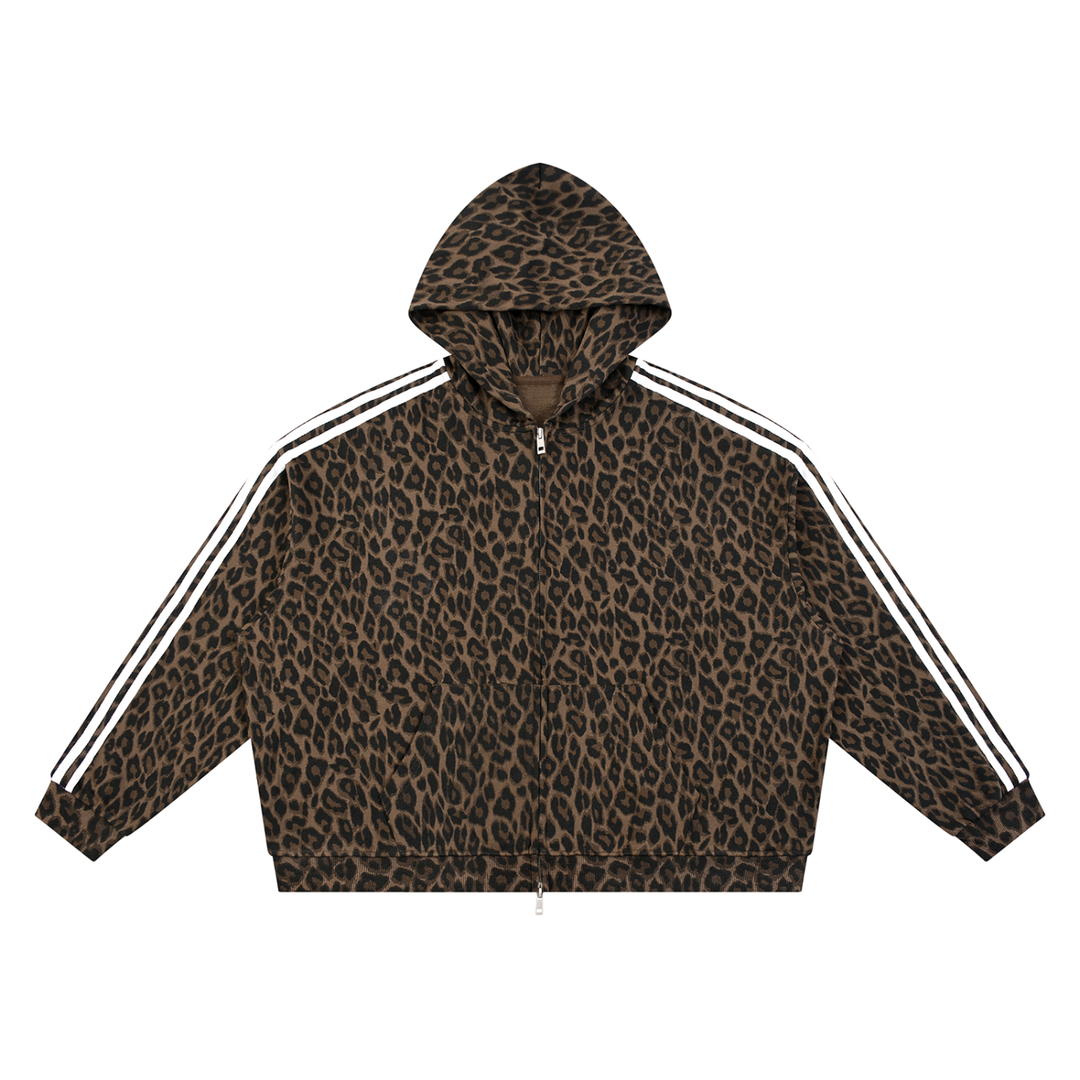 men brand Leopard Full Zip Hoodie