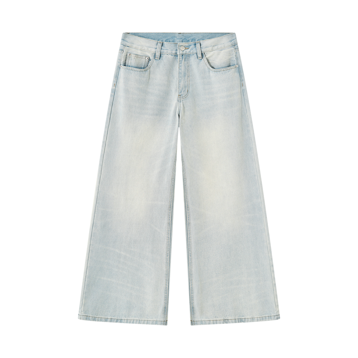 men pent Vintage Wash Wide Leg Denim Jeans