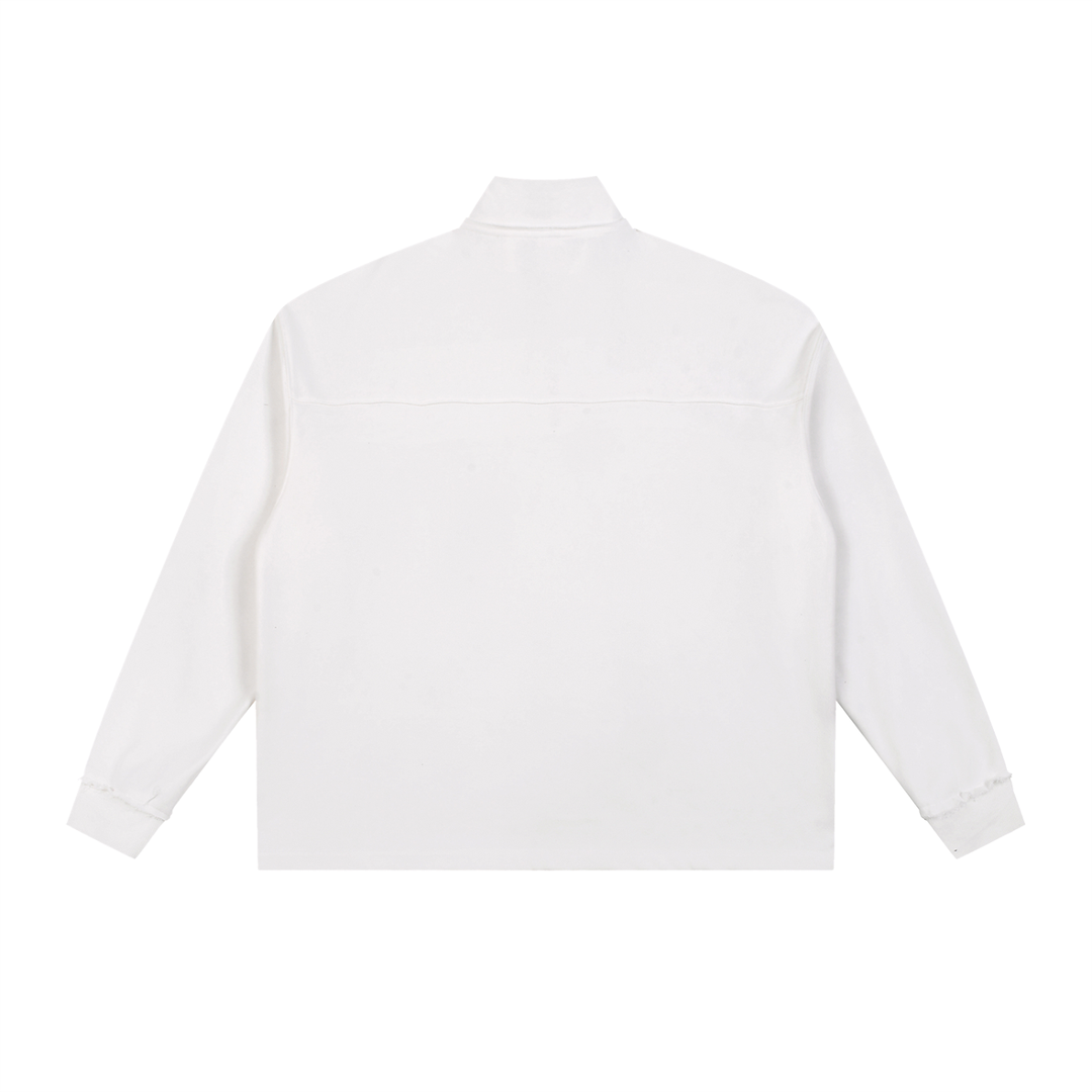 MEN HODDIES Wing Logo Half-Zip Rolled Edge Fleece — White