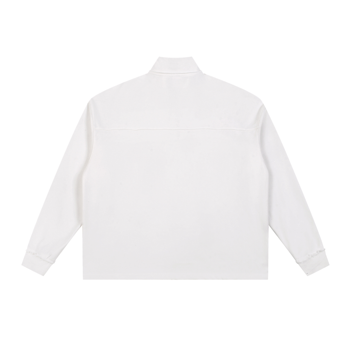 MEN HODDIES Wing Logo Half-Zip Rolled Edge Fleece — White