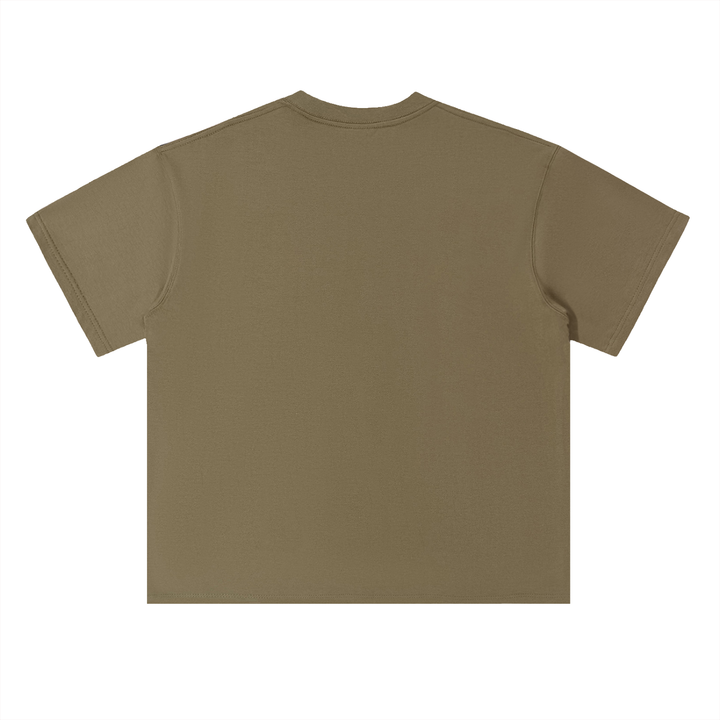 I Suck At Hiking Funny Cartoon Bear Tee in Deep Khaki, back view.