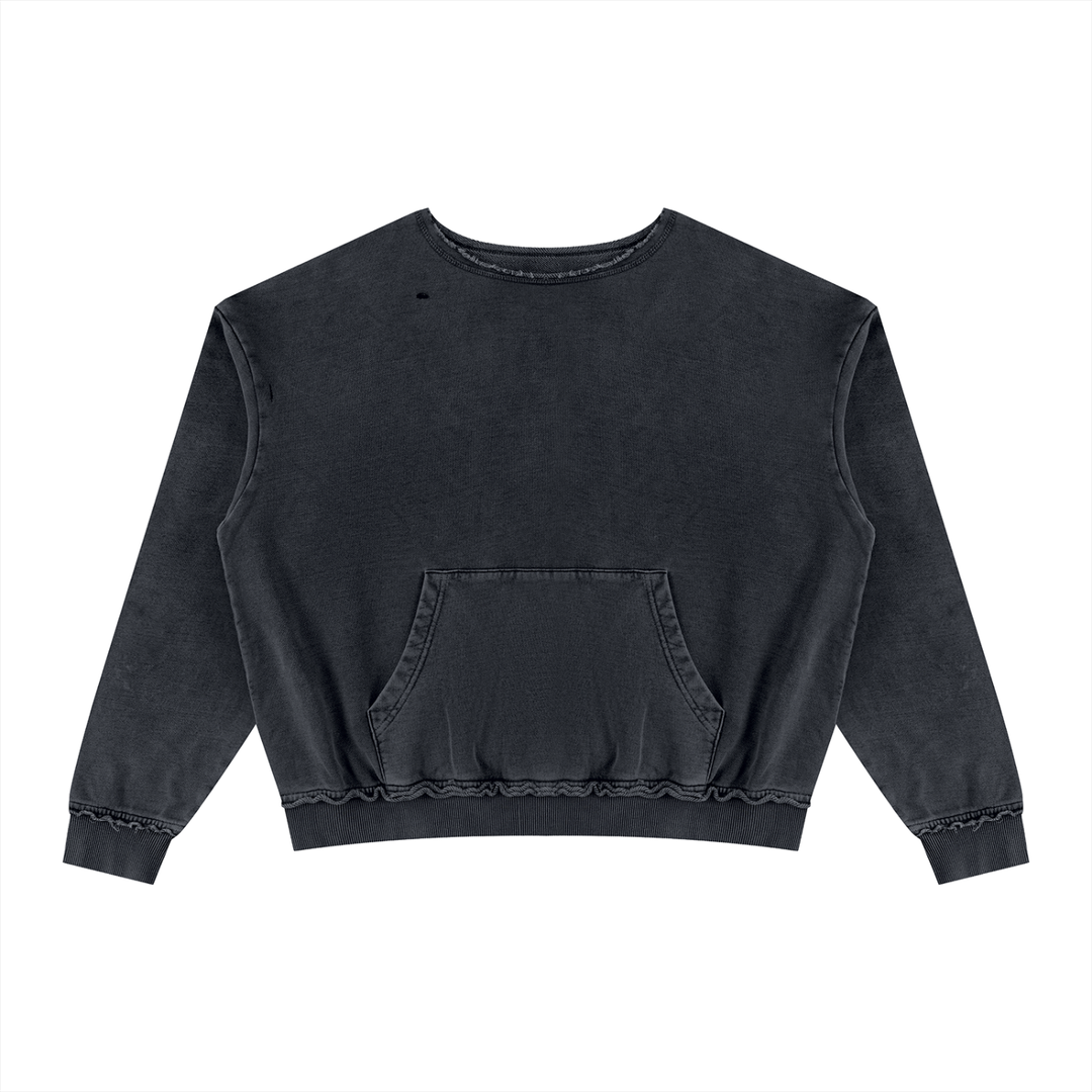 WOMEN HODDIES Raw Edge Crewneck Sweatshirt