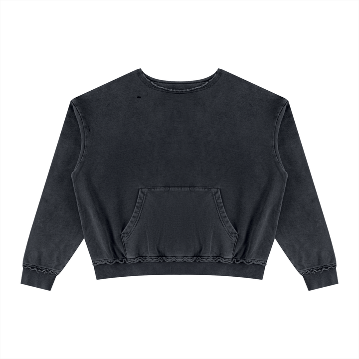 WOMEN HODDIES Raw Edge Crewneck Sweatshirt