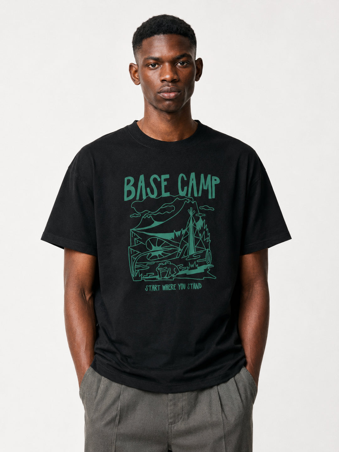 hiking lover Base Camp Start Where You Stand Line Art Tee