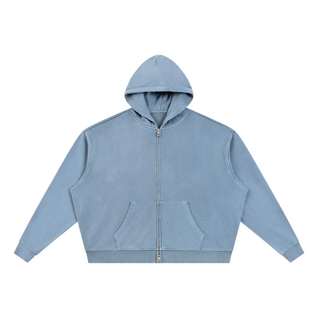 men brand Vintage Wash Full Zip Boxy Hoodie