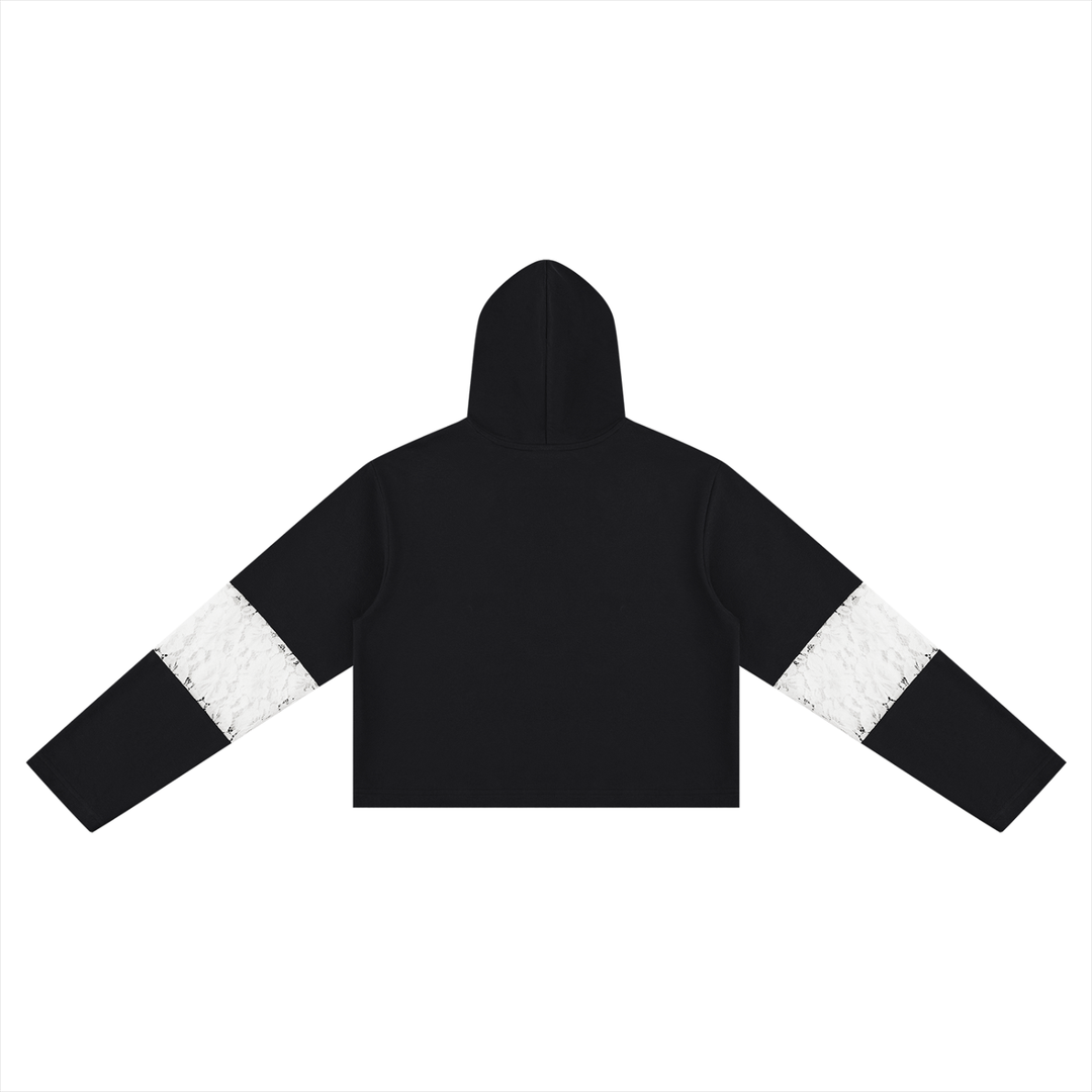 Women’s HODDIES Cropped Lace-Panel Hoodie