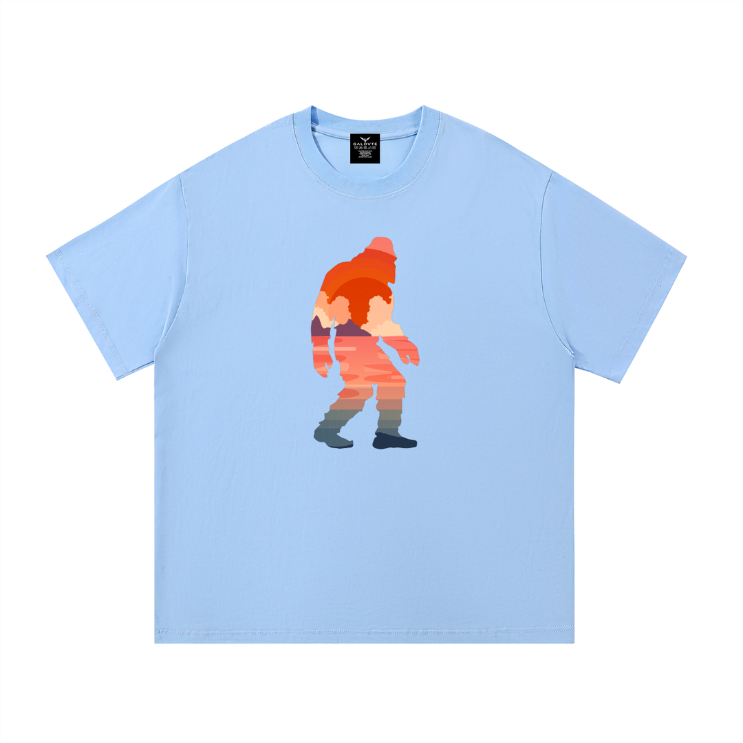 hiking lover Bigfoot Sunset Double Exposure Cotton Tee