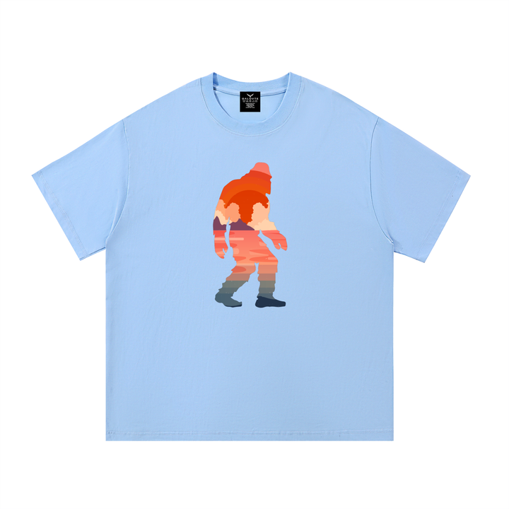 hiking lover Bigfoot Sunset Double Exposure Cotton Tee