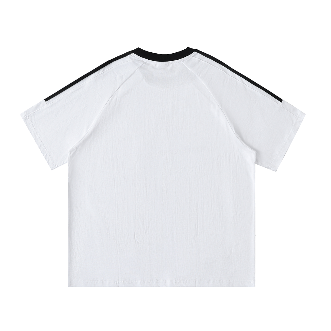 MEN T SHIRT Wing Logo Contrast Tape Cotton Tee — Cream
